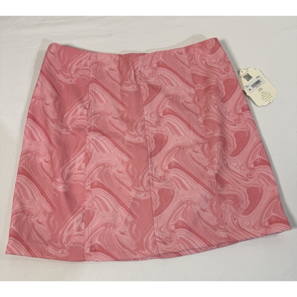 Altar'd State Mini Skirt Pretty Pink Marble Print Mini A-Line Stretch Size Small